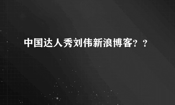 中国达人秀刘伟新浪博客？？