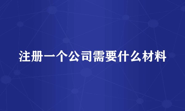 注册一个公司需要什么材料