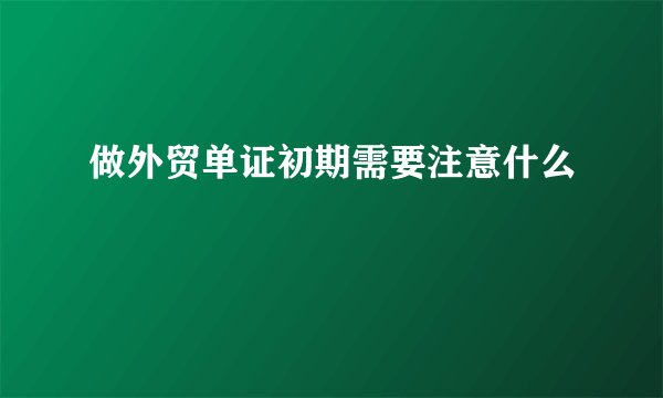 做外贸单证初期需要注意什么