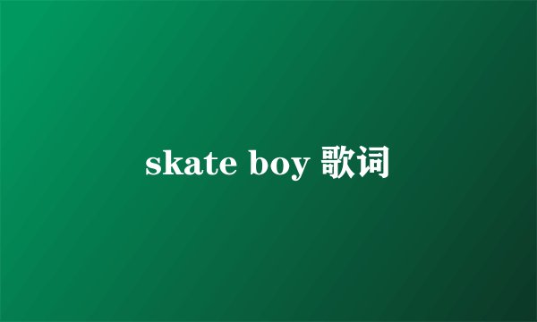 skate boy 歌词