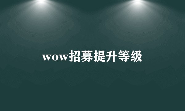 wow招募提升等级