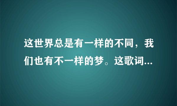 这世界总是有一样的不同，我们也有不一样的梦。这歌词是哪首歌的