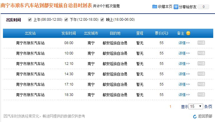 南宁市琅东站至都安汽车站的时间表