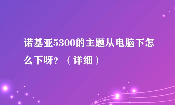 诺基亚5300的主题从电脑下怎么下呀？（详细）