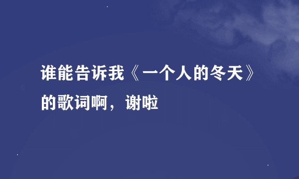 谁能告诉我《一个人的冬天》的歌词啊，谢啦