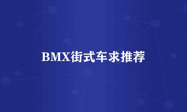 BMX街式车求推荐