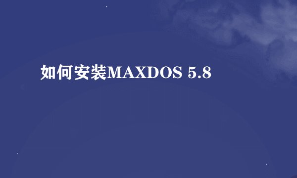 如何安装MAXDOS 5.8