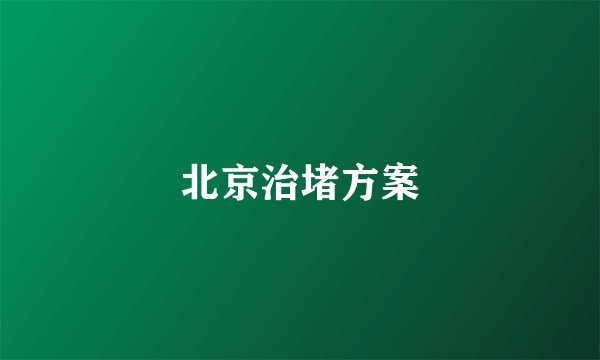北京治堵方案