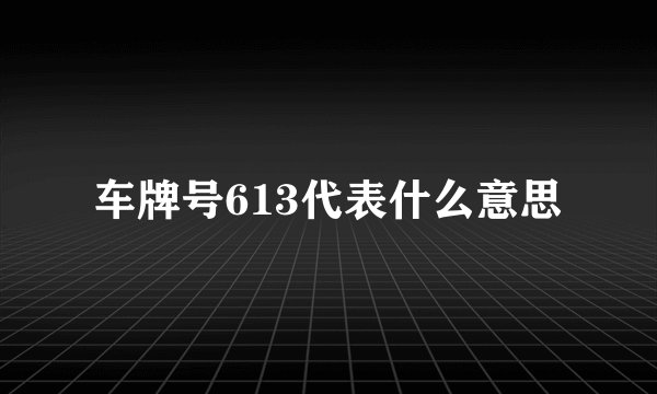 车牌号613代表什么意思