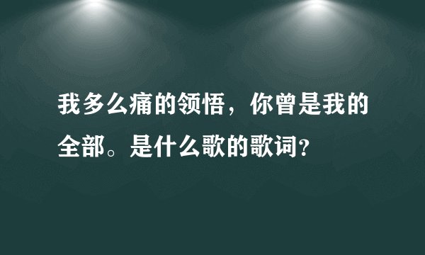 我多么痛的领悟，你曾是我的全部。是什么歌的歌词？