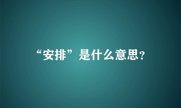 “安排”是什么意思？