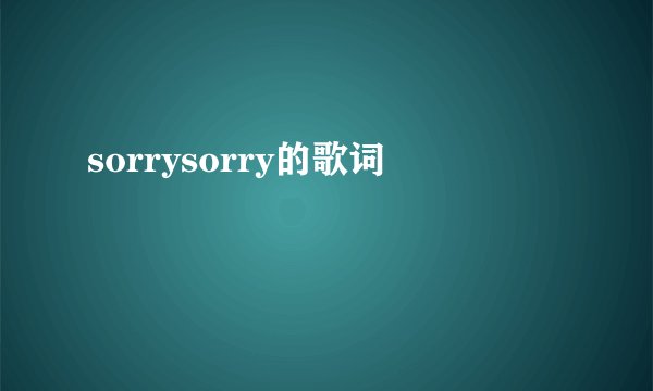 sorrysorry的歌词
