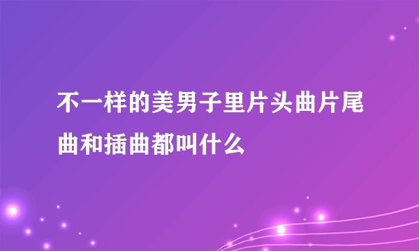 不一样的美男子里片头曲片尾曲和插曲都叫什么