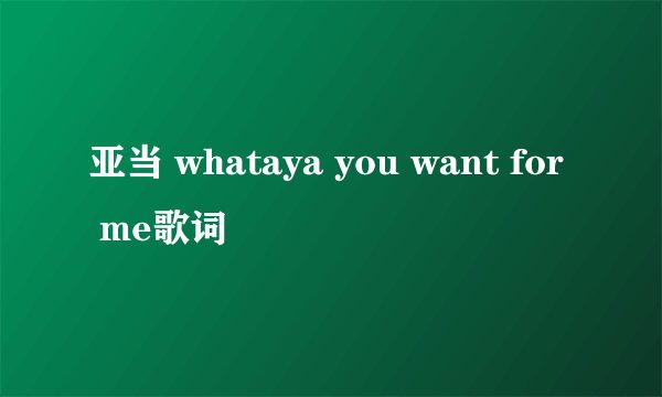 亚当 whataya you want for me歌词