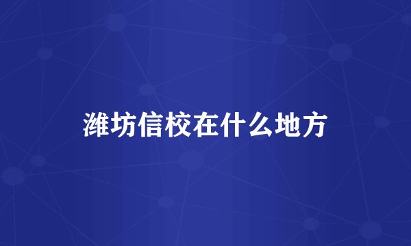 潍坊信校在什么地方