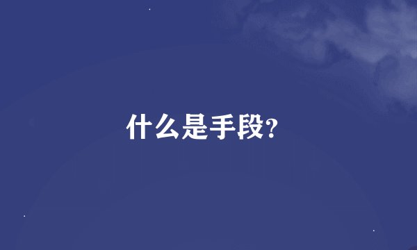 什么是手段？