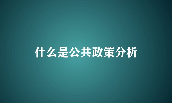 什么是公共政策分析