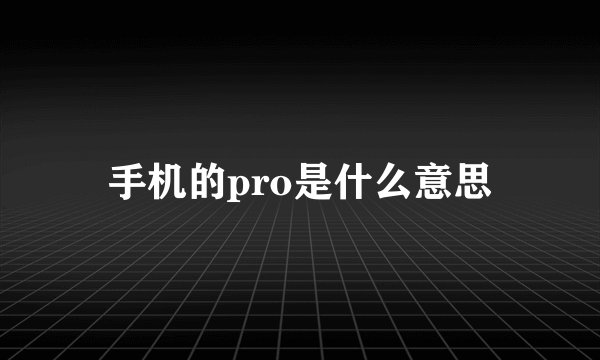 手机的pro是什么意思