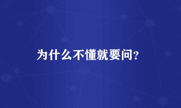 为什么不懂就要问？
