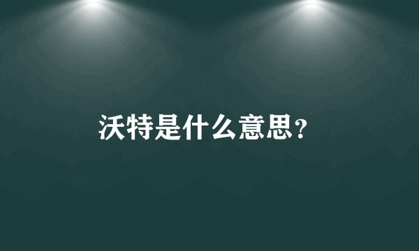 沃特是什么意思？
