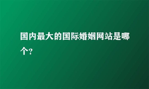 国内最大的国际婚姻网站是哪个？