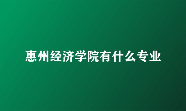 惠州经济学院有什么专业