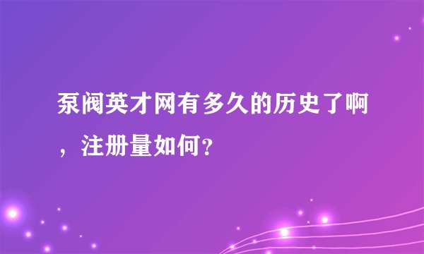 泵阀英才网有多久的历史了啊，注册量如何？